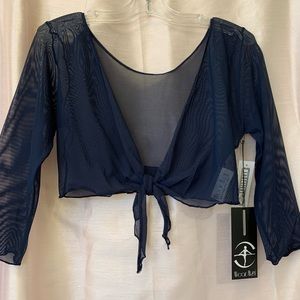 WEAR MOI Tulle Stretch Knit Wrap NAVY